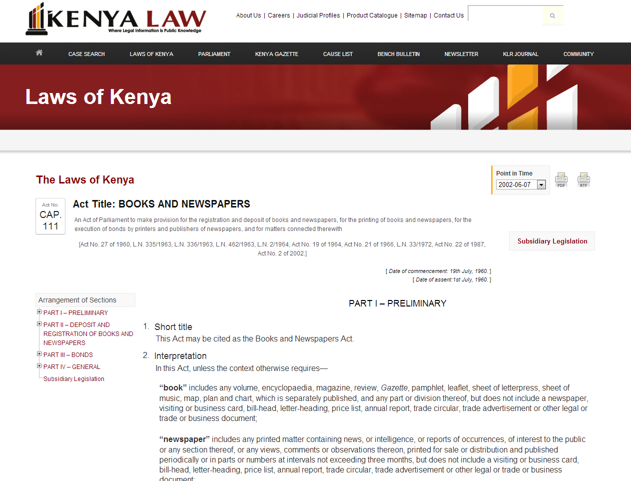 The Laws Of Kenya